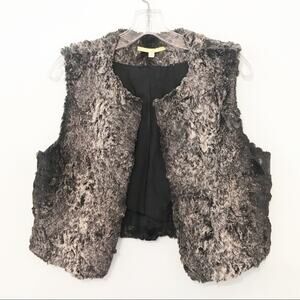 Gianni Bini Faux Fur Sequin Vest Black Gray Small